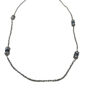 Vintage Elegant Silver Necklace with Blue Accents